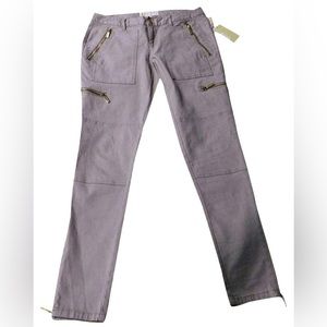 Michael Kors Khaki Zipper Moto Skinny Pants Trousers NWT size 4